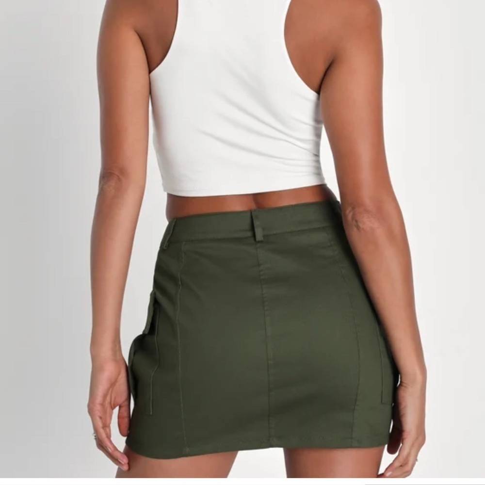NWT Trendsetting Aura Olive Green Cargo Mini Skirt Size Small - Picture 3 of 7